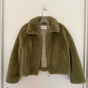 Olive Green Faux Fur Jacket